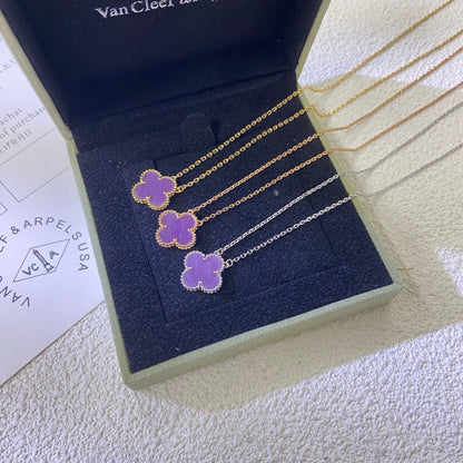 [Vellora Opalyn]CLOVER 15MM  PURPLE VIOLET NECKLACE