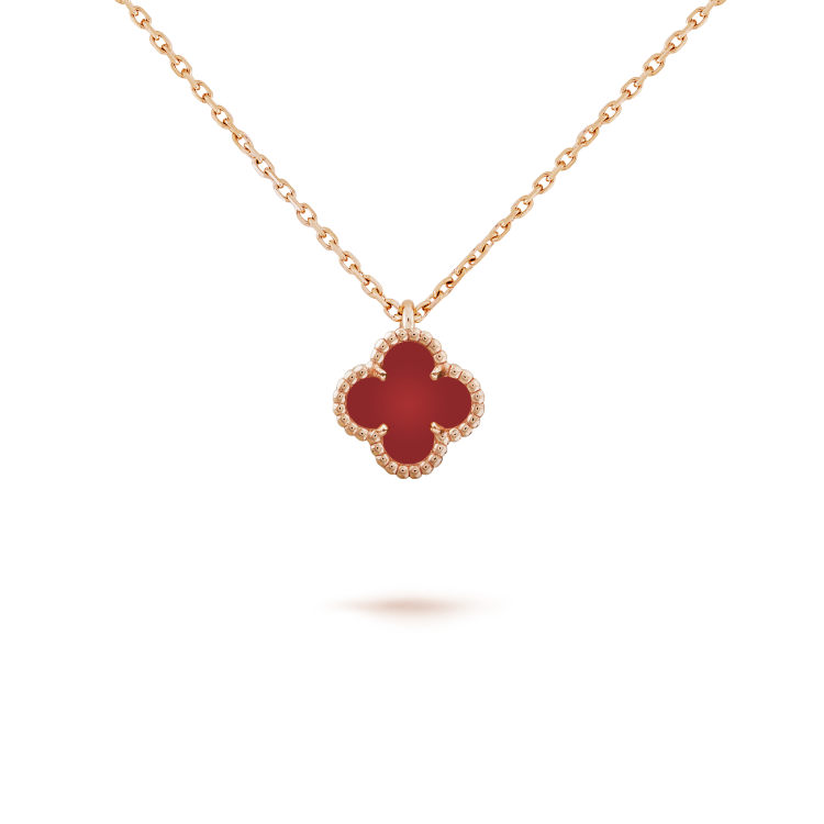 [Vellora Opalyn]CLOVER MINI 9.5MM WHITE CARNELIANS NECKLACE