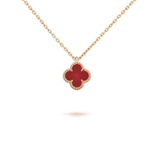 [Vellora Opalyn]CLOVER MINI 9.5MM WHITE CARNELIANS NECKLACE