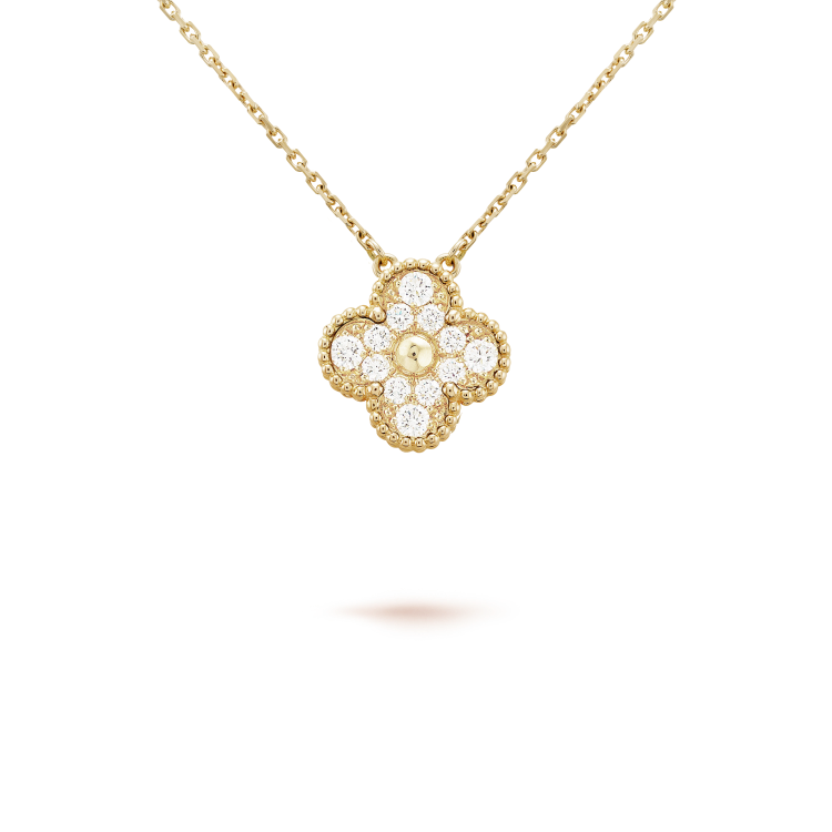 [Vellora Opalyn]CLOVER 15MM DIAMOND SINGLE FLOWER NECKLACE