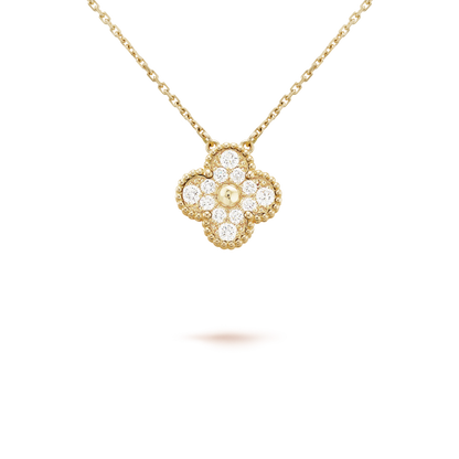 [Vellora Opalyn]CLOVER 15MM DIAMOND SINGLE FLOWER NECKLACE