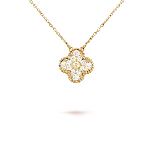[Vellora Opalyn]CLOVER 15MM DIAMOND SINGLE FLOWER NECKLACE