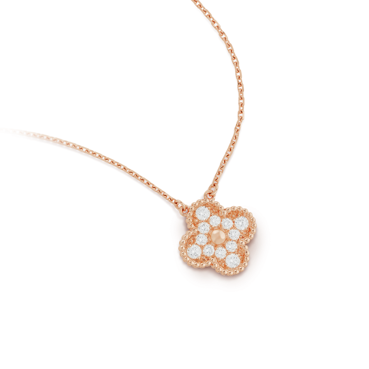[Vellora Opalyn]CLOVER 15MM DIAMOND SINGLE FLOWER NECKLACE
