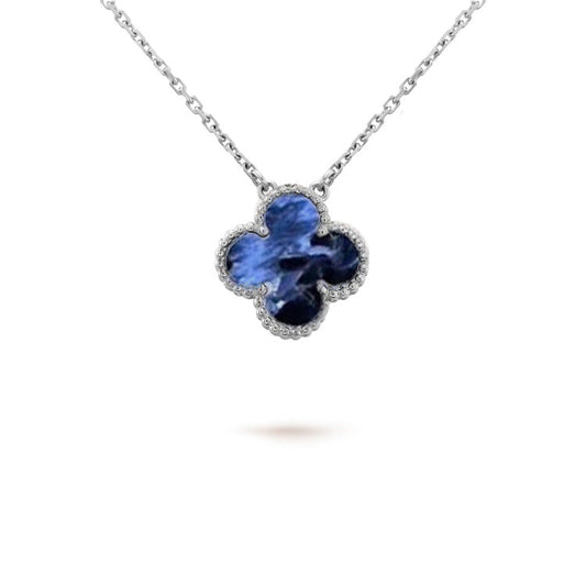 [Vellora Opalyn]CLOVER 15MM PIETERSITE NECKLACE SILVER