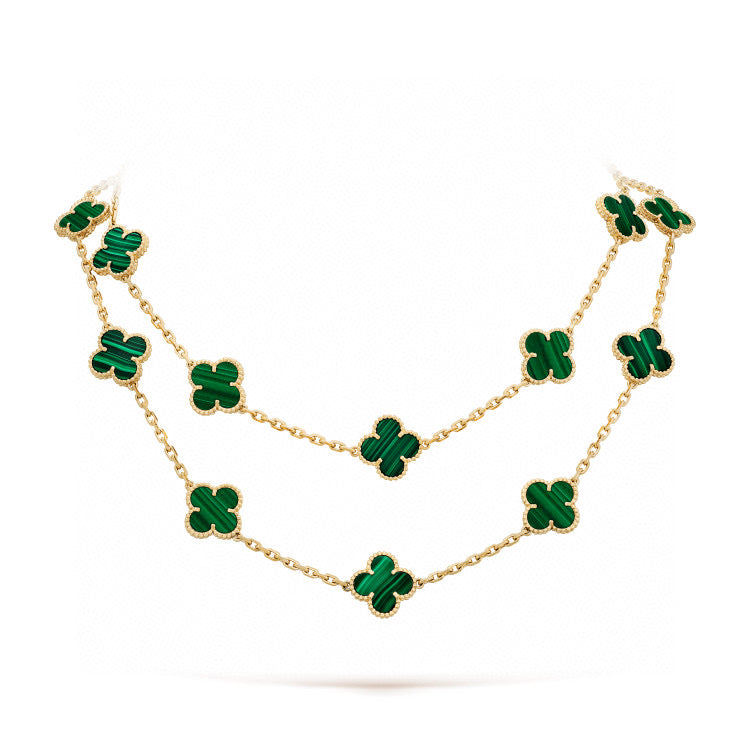 [Vellora Opalyn]CLOVER 20 MOTIFS MALACHITE GOLD