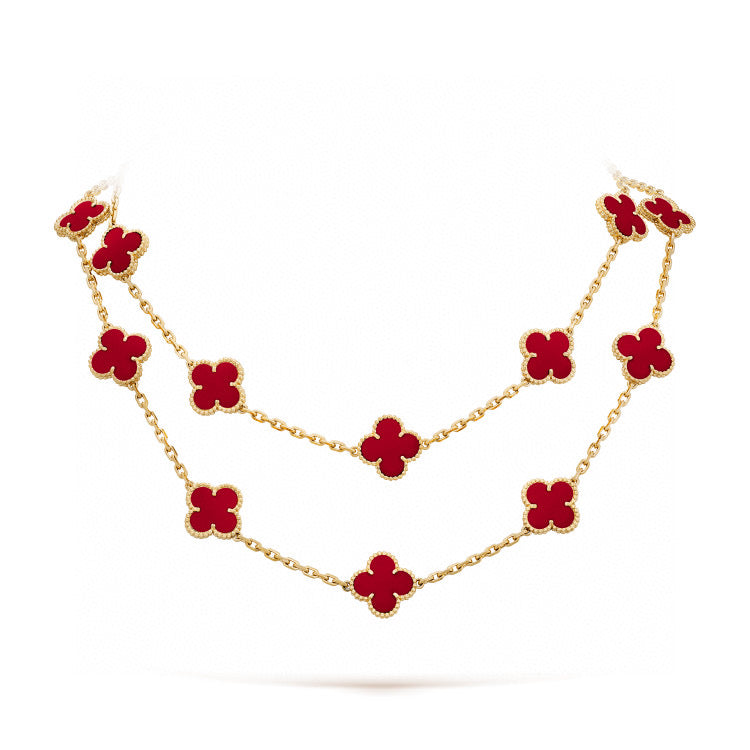 [Vellora Opalyn] CLOVER 20 MOTIFS CARNELIAN NECKLACE