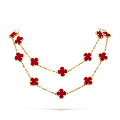 [Vellora Opalyn] CLOVER 20 MOTIFS CARNELIAN NECKLACE