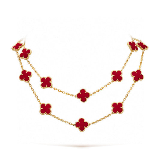 [Vellora Opalyn]CLOVER 20 MOTIFS CARNELIAN NECKLACE