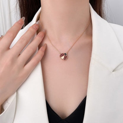 [Vellora Opalyn]LUCKY  CARNELIANS LADYBUG NECKLACE