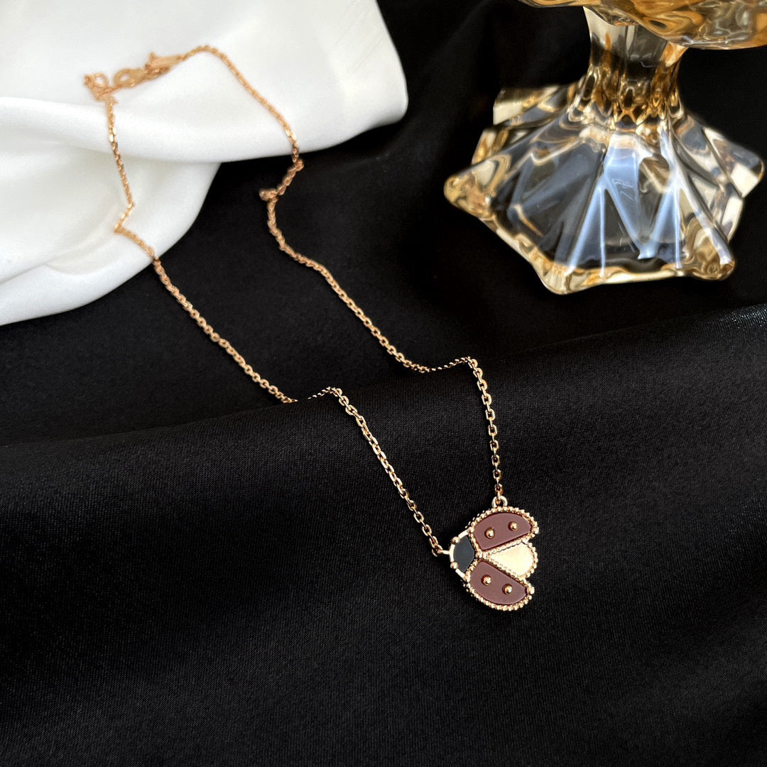 [Vellora Opalyn]LUCKY  CARNELIANS LADYBUG NECKLACE