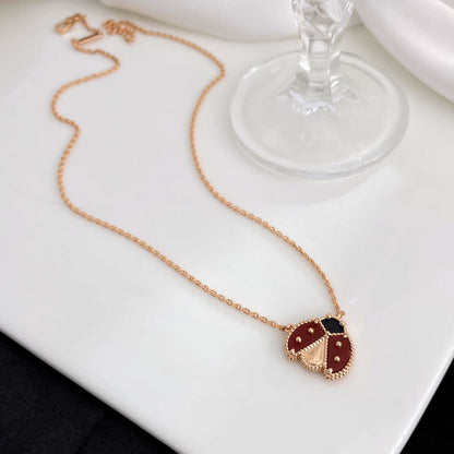 [Vellora Opalyn]LUCKY  CARNELIANS LADYBUG NECKLACE