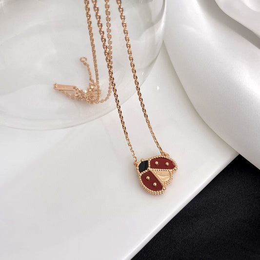 [Vellora Opalyn]LUCKY  CARNELIANS LADYBUG NECKLACE