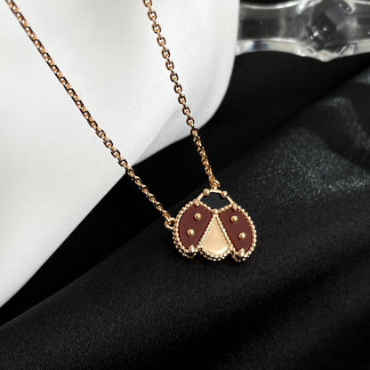 [Vellora Opalyn]LUCKY  CARNELIANS LADYBUG NECKLACE