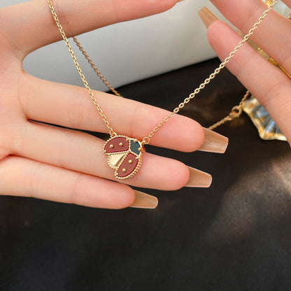 [Vellora Opalyn]LUCKY  CARNELIANS LADYBUG NECKLACE