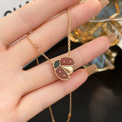 [Vellora Opalyn]LUCKY  CARNELIANS LADYBUG NECKLACE