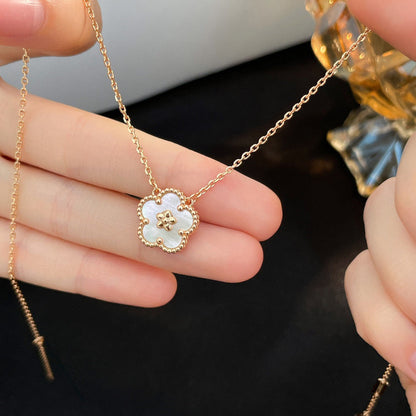 [Vellora Opalyn]LUCKY  WHITE MOP  PLUM BLOSSOM NECKLACE