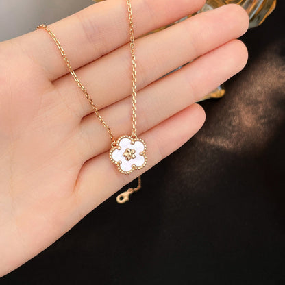 [Vellora Opalyn]LUCKY  WHITE MOP  PLUM BLOSSOM NECKLACE