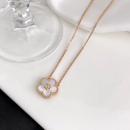 [Vellora Opalyn]LUCKY  WHITE MOP  PLUM BLOSSOM NECKLACE