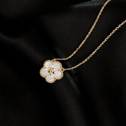 [Vellora Opalyn]LUCKY  WHITE MOP  PLUM BLOSSOM NECKLACE