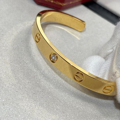 [Vellora Opalyn]LOVE BRACELET 6.1MM 1 DIAMOND OPEN CUFF