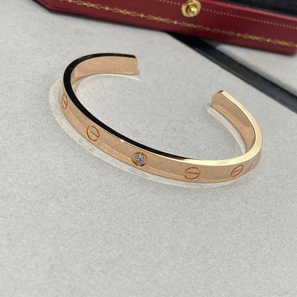 [Vellora Opalyn]LOVE BRACELET 6.1MM 1 DIAMOND OPEN CUFF
