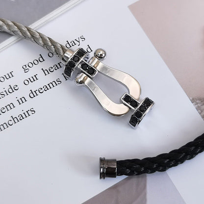 [Vellora Opalyn]FORCE LARGE HORSESHOE BLACK DIAMOND BRACELET SILVER