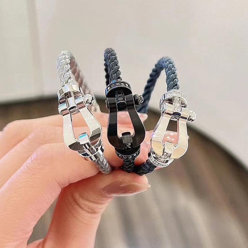 [Vellora Opalyn]FORCE LARGE HORSESHOE FULL DIAMOND BRACELET SILVER
