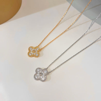 [Vellora Opalyn]CLOVER 15MM DIAMOND SINGLE FLOWER NECKLACE