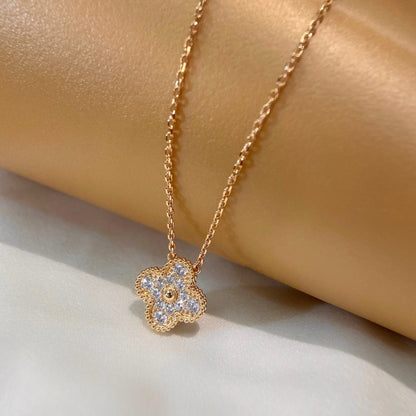 [Vellora Opalyn]CLOVER 15MM DIAMOND SINGLE FLOWER NECKLACE