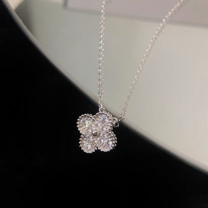 [Vellora Opalyn]CLOVER 15MM DIAMOND SINGLE FLOWER NECKLACE