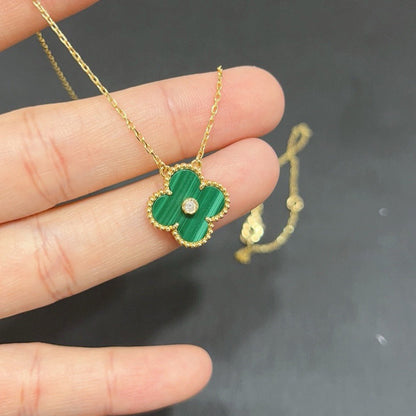 [Vellora Opalyn]CLOVER 15MM DIAMOND TURQUOISE NECKLACE