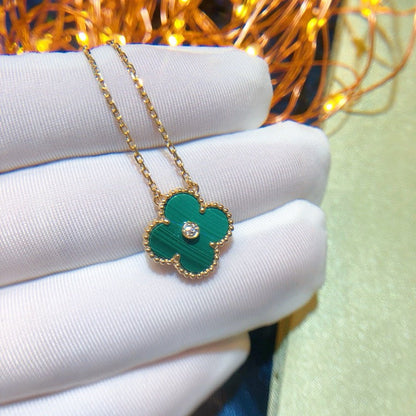 [Vellora Opalyn]CLOVER 15MM DIAMOND TURQUOISE NECKLACE
