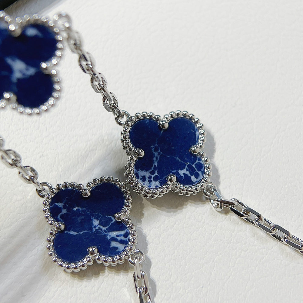 [Vellora Opalyn]CLOVER 5 MOTIF PIETERSITE SILVER BRACELET