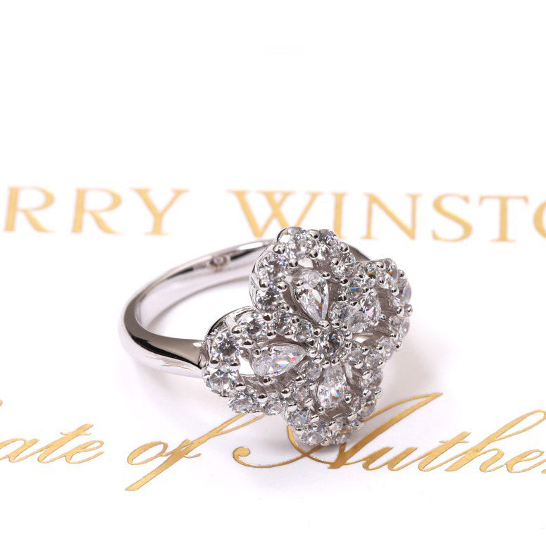 [Vellora Opalyn]LOOP RING FULL MOTIF DIAMOND 16MM SILVE