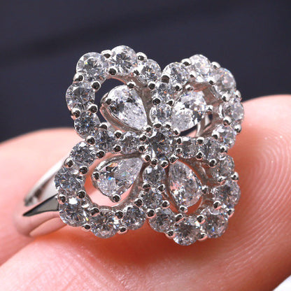 [Vellora Opalyn]LOOP RING FULL MOTIF DIAMOND 16MM SILVE