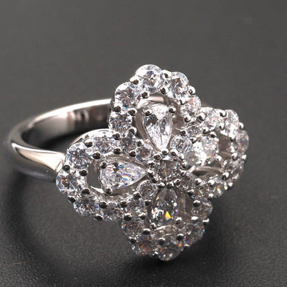 [Vellora Opalyn]LOOP RING FULL MOTIF DIAMOND 16MM SILVE
