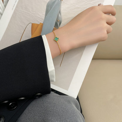 [Vellora Opalyn]CLOVER BRACELET MALACHITE 1 MOTIF