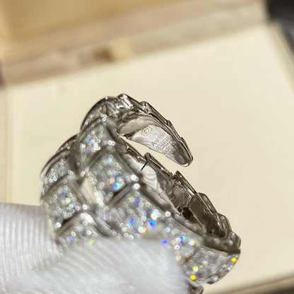 [Vellora Opalyn]SERPENTI DOUBLE RING SILVER DIAMOND PAVED