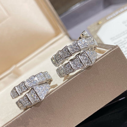 [Vellora Opalyn]SERPENTI DOUBLE RING SILVER DIAMOND PAVED