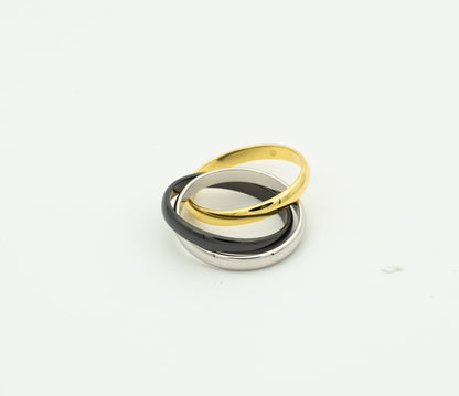 [Vellora Opalyn]TRINITY RING BLACK GOLD SILVER