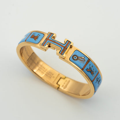 [Vellora Opalyn]H PINK GOLD BRACELET BLUE CERAMIC