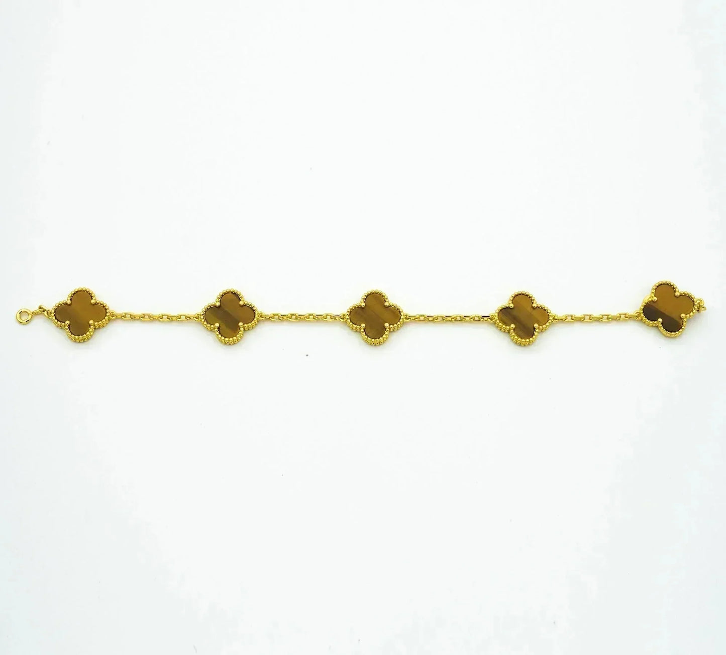 [Vellora Opalyn]CLOVER  5 MOTIFS TIGER EYE BRACELET
