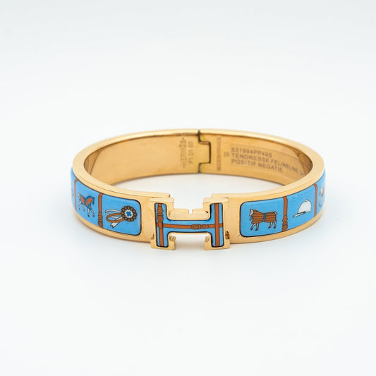 [Vellora Opalyn]H PINK GOLD BRACELET BLUE CERAMIC