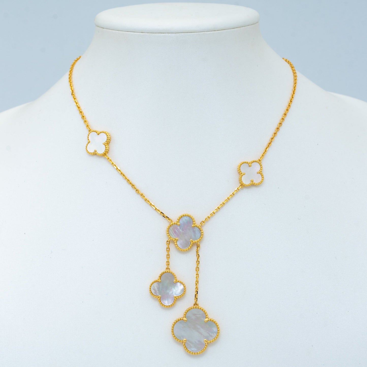 [Vellora Opalyn]CLOVER MOTHER OF PEARL NECKLACE 6 MOTIF