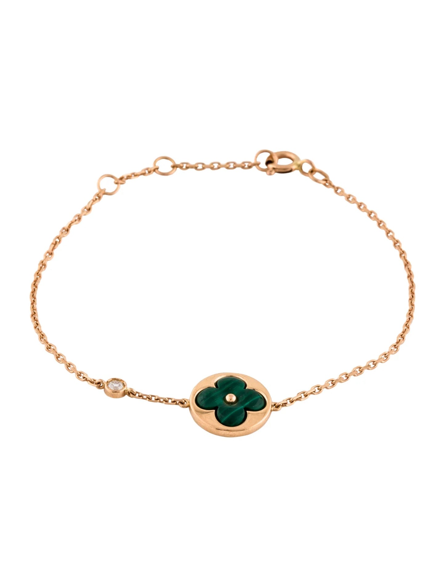 [Vellora Opalyn]SUN MALACHITE 1 DIAMOND PINK GOLD BRACELET