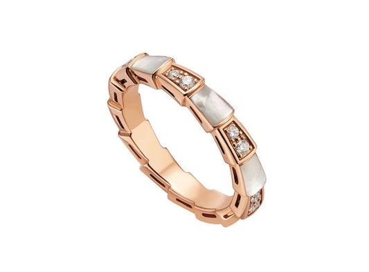 [Vellora Opalyn]SERPENTI RING PINK GOLD DIAMOND MOP 3MM