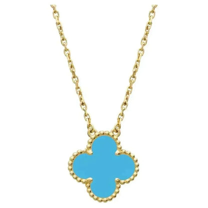 [Vellora Opalyn]CLOVER 15MM VINTAGE TURQUOISE NECKLACE
