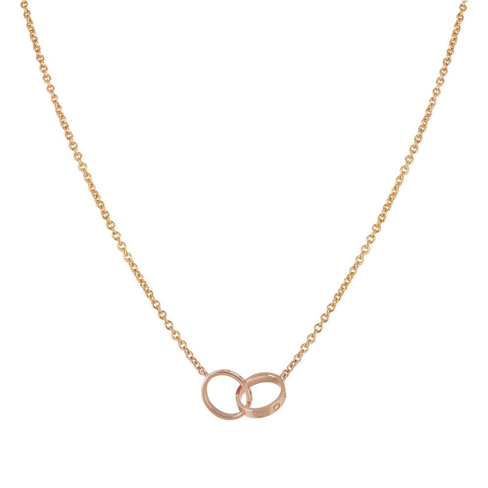[Vellora Opalyn]LOVE NECKLACE DOUBLE RING PINK GOLD