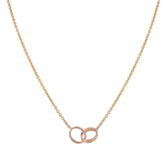 [Vellora Opalyn]LOVE NECKLACE DOUBLE RING PINK GOLD
