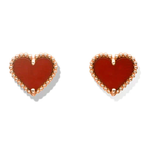 [Vellora Opalyn]HEART CARNELIAN STUD EARRINGS